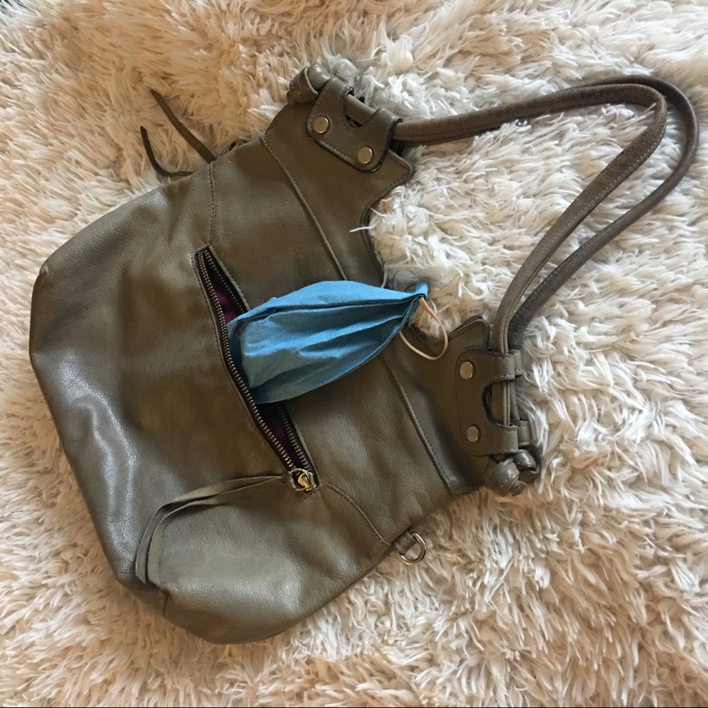 Gg boss genuine leather tan green fold over purse
